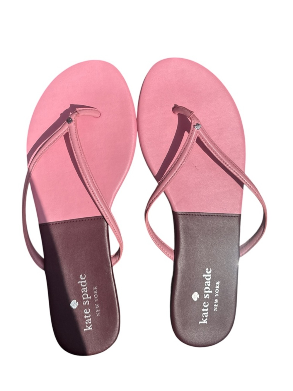 Kate spade Two-Tone Pink and Burgundy Leather Flip Flop Sandals Size8